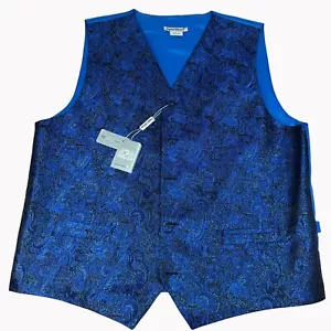 Gilet Daniel Ellissa blu nero metallizzato paisley L nuovo con etichette prezzo al dettaglio $80,00 - Foto 1 di 7