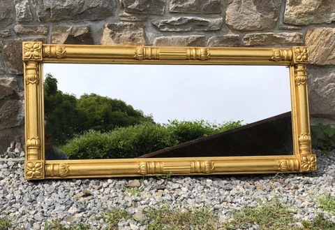 Fine antique French Empire mirror in orig gold leaf frame orig backboards c1840 Cover