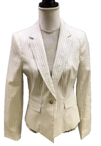 White House Black Market White Striped Blazer sz 10 - Picture 1 of 4