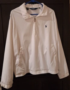 Polo Ralph Lauren Jacket Mens L Mesh Lined Windbreaker 1/4 Zip Golf White - Picture 1 of 11