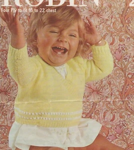 Vintage Strickmuster für Baby Cross Over Strickjacke in 4-lagig 16-22 Brustumfang (165) - Bild 1 von 2