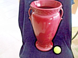 18” Vintage Robinson Ransbottom Pottery Burgundy Sand Jar Floor Vase # 157 - Picture 1 of 14