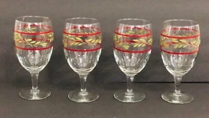 NEW Royal Norfolk Holiday Berry Mistletoe Goblets Set of 4 - Picture 1 of 5