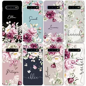 Personalisierte Handyhülle Name Silikon Abdeckung für Samsung S22 S23 S24 S21 Blumenmuster - Bild 1 von 16