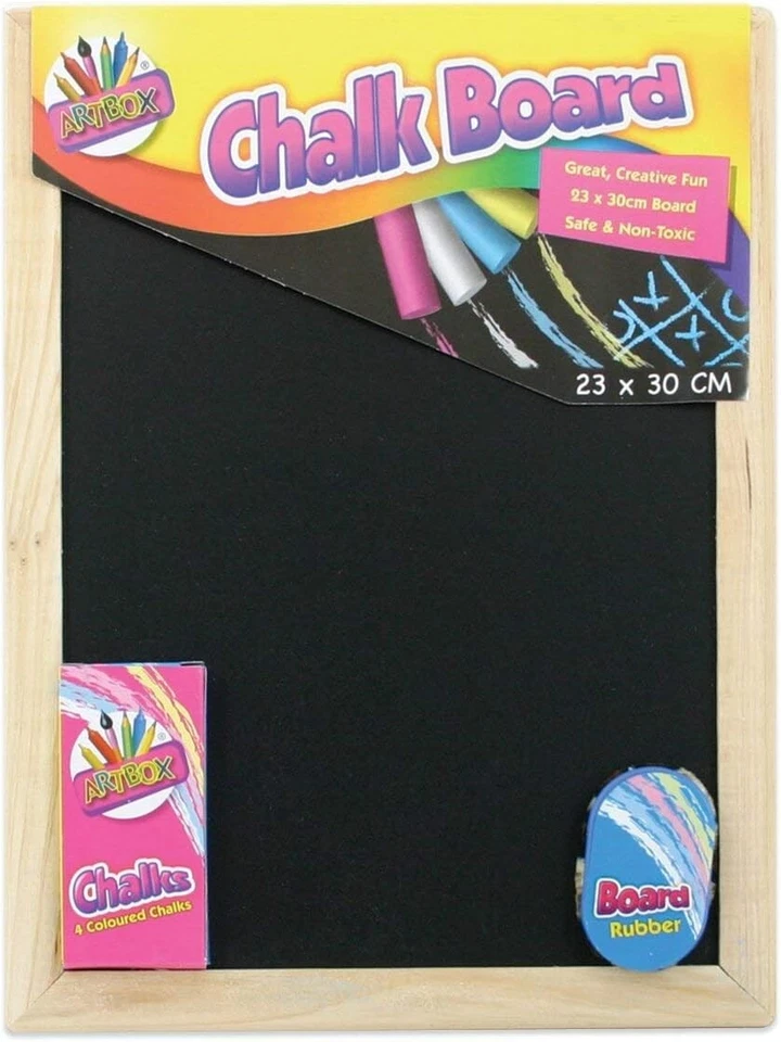 Chalk Board  with Chalks & Rubber Set A4 Chalks Board Eraser Rubber FREE POST UK - Image 1 of 1