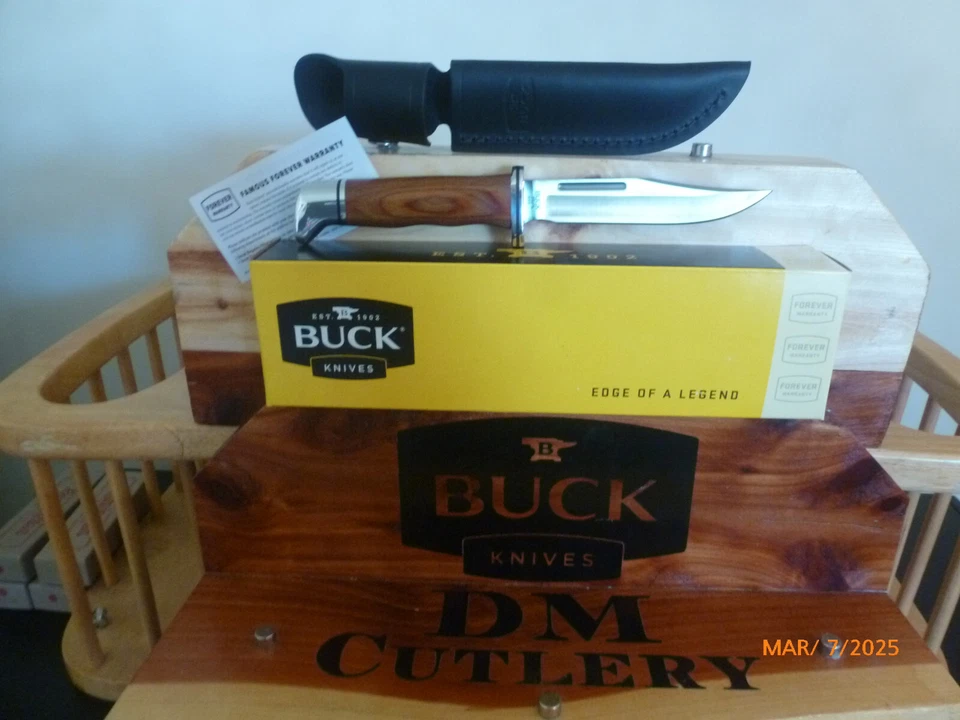 Cuchillo de hoja fija Buck 117CCS1 Brahma Heritage Series EE. UU. con funda de cuero nuevo en caja Foto 1 de 4