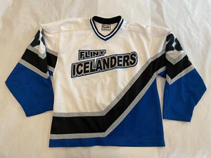 FLINT ICELANDERS HOCKEY JERSEY NUMBER 28 ARRON SPORTWEAR MADE USA NICE CONDITION - Picture 1 of 11