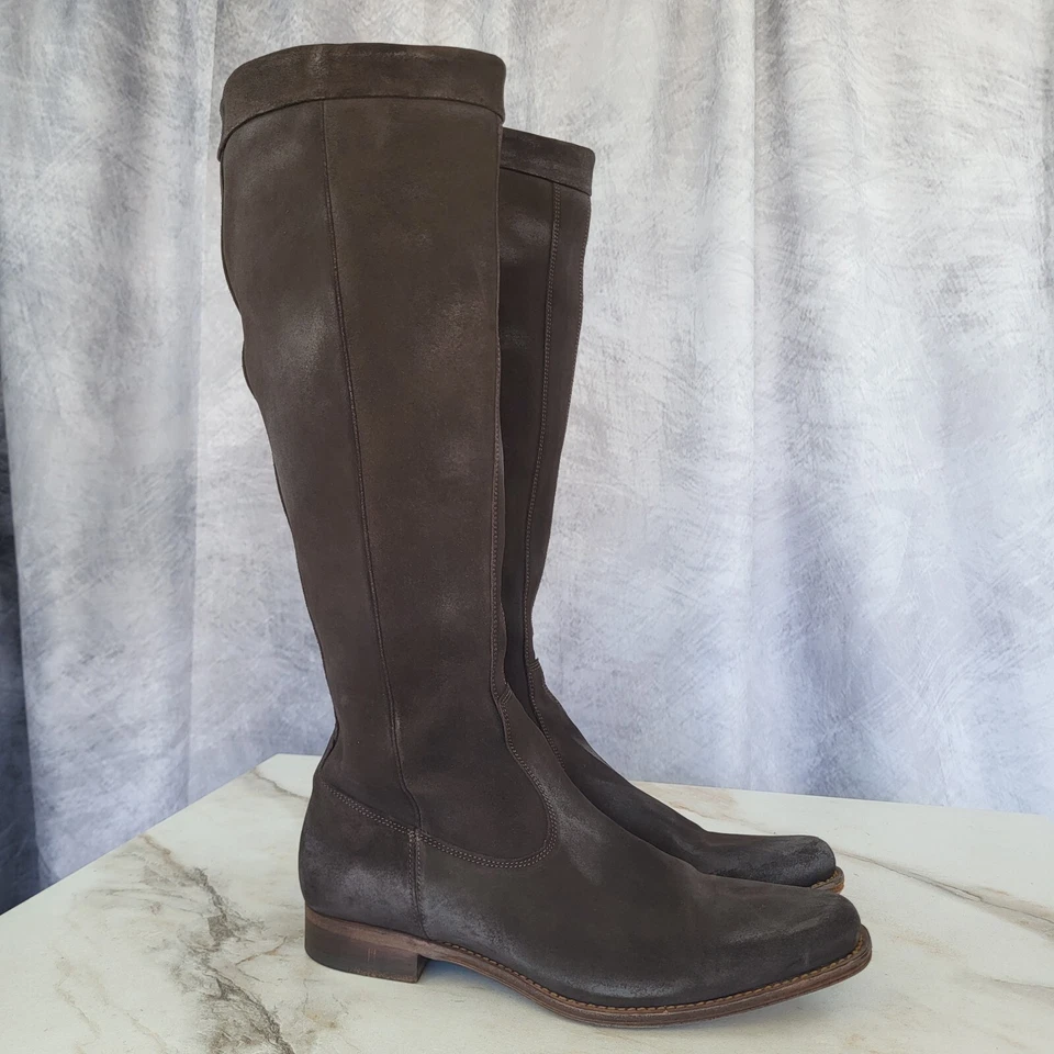 Botas de motociclista de gamuza hasta la rodilla NDC cremallera lateral talla 38 marrón Foto 1 de 4