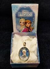 New Disney Frozen Elsa Oval 1" Pendant Sterling over Brass 18" Necklace SHIPFREE