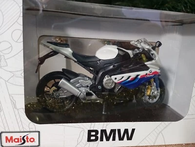 MODELLINO MOTO STATICO MAISTO BMW S1000RR BIANCO MODELLISMO SCALA 1:12 - Immagine 1 di 4