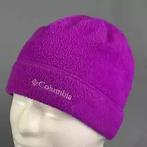 Columbia Beanie Unisex S/M Adult Fleece Cap Purple 10"x6" Winter Snow Hat - Picture 1 of 7