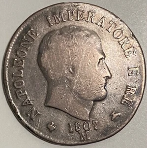 2 LIRE 1807M NAPOLEONE IMPERATORE E RE REGNO D'ITALIA - Picture 1 of 2