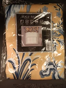 Half Moon Window Valance "Dolores" Pattern IOP single Yellow Blue - Picture 1 of 9