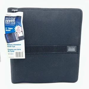 Retro Vtg 2001 Mead Five Star First Gear Zipper 3-Ring Binder Black New W/tag - Picture 1 of 12
