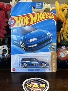 Hot Wheels Blue Card 1990 Honda Civic EF Hatchback Diecast Sealed USED NM Cond - Picture 1 of 7