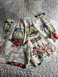 NWOT~Miami Paradise Tropics Malibu Swim Trunks Bathing Suit 4-Way Stretch Size S - Picture 1 of 10