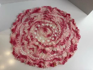 Vintage Variegated Pink & White Doily 16” Round Hand Crocheted - Picture 1 of 4