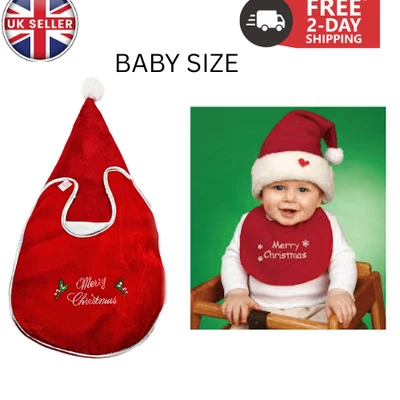 Christmas Baby Hat and Bib Set Holiday Newborn Outfit Gift - Image 1 of 4