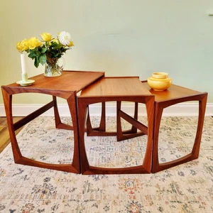 G Plan Teak Quadrille Nest Of Tables Coffee Side End Tables Vintage MCM Danish  - Picture 1 of 18