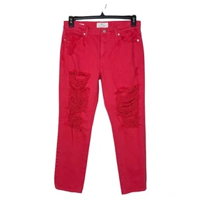 Lucky Brand Jeans Gr. 4 Ropesville Rot Sienna Slim Boyfriend Cropped Destroyed - Bild 1 von 10