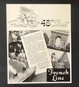 1938 French Line Cruise Werbung Frankreich in 48th St NY Schiff Vintage Druck AD - Bild 1 von 1