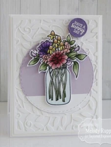 Taylored Expressions Wildflower Bouquet Stamps & Metal Dies -Mothers Day Easter - Picture 1 of 6