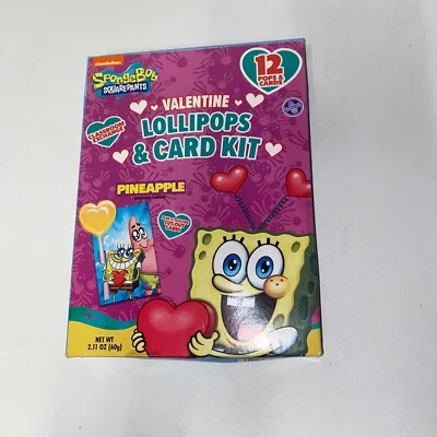 Nickelodeon Spongebob Squarepants Pineapple Valentine Lollipops & Card Kit New - Image 1 of 4