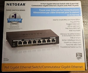 NETGEAR GS308P 8-Port Gigabit Ethernet Switch w/4-Port PoE NIB -Sealed - Picture 1 of 5