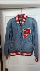 Polo Ralph Lauren Denim Letterman Jacket size medium brand new with tags - Picture 1 of 8