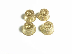 A Set of 4 Top Hat Bell Style Guitar Speed Knobs with Amber Golden - Picture 1 of 7