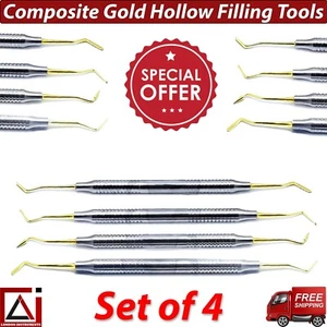 Dental Composite Instruments Gold Tip Hollow Handle Filling Dentist Pluggers X4 - Picture 1 of 5