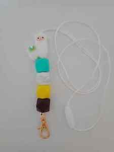 White llama silicone bead lanyard / ID holder / badge holder