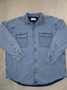 Orvis Shirt Mens Size XL Blue Denim Fleece Lined Jean Chore Shacket Button Up - Picture 1 of 15
