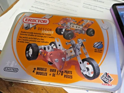 Meccano Erector 2 Model Building Set in Metal Tin Box.  for PARTS 2012 - Image 1 of 4