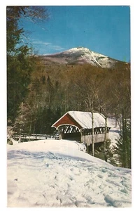 SNOW COVERED BRIDGE Flume Franconia Notch Mount Liberty Hampshire Postcard NH  - Foto 1 di 2