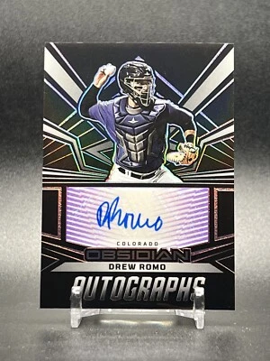 2023 Panini Chronicles Drew Romo Obsidian Auto Purple #’d 1/25 Colorado Rockies - Image 1 of 2