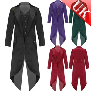 UK Boy's Renaissance Steampunk Tailcoat Jacket Halloween Pirate Vampire Costumes - Picture 1 of 50