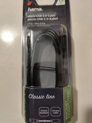 Hama Classic Line USB-Kabel  2.0 USB-A/Micro-B M/M 1,8m Schwarz Neu - Bild 1 von 2