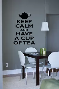 keep calm have a cup of tea Quote Wall Stickers Art kitchen Removable Decals DIY - Picture 1 of 2