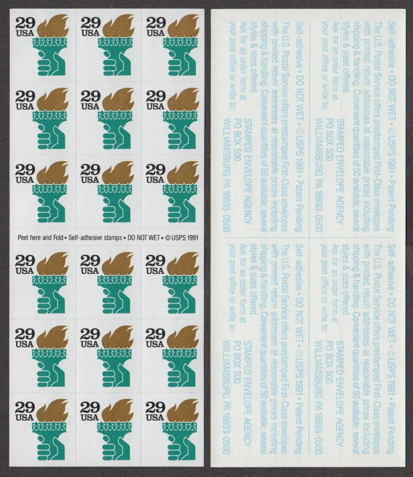 1991 Liberty Torch ATM Sc 2531Ab pane of 18 with text backing (BC68A) - Image 1 of 1