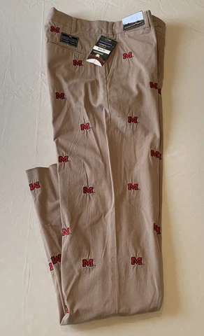 Ole Miss Brown Pennington & Bailes Embroidered Stadium Pants Sz 30 x 36 Unhemmed Cover