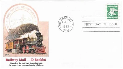 Railway Mail Steam Locomotive Mail Train Service D Booklet Stamp USA FDC 1985 - Image 1 of 2
