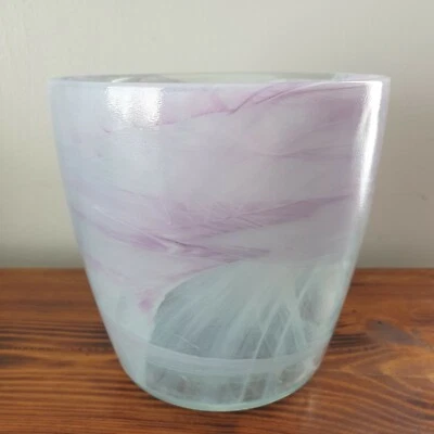 White Purple Pink Blue Recycled Glass Vase Bowl Planter Ecoglass Art Swirl - Image 1 of 4