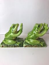 Vintage Frog Figurine Bookends 1975 Aldon Ceramic Porcelain Made in Japan