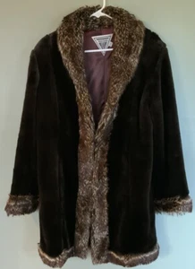 Marvin Richards dunkelbrauner Kunstfellmantel Damen groß Vintage - Bild 1 von 6