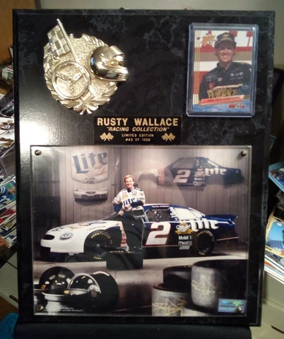 💎Nice Rusty Wallace Racing Collection 12"×15" Limited #43 Picture&Card Plaque Cover
