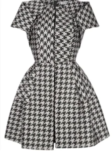 Dice Kayak Retail-$3165 Structured Houndstooth Fit+Flare Mini Dress sz 42 NWT - Picture 1 of 7
