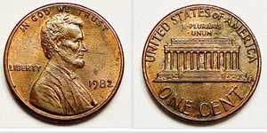 1982 No Mint Mark Large Date One Cent im Umlauf 2,4 Gramm Fehlermünze - Bild 1 von 4