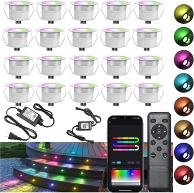 20pcs Φ1.22" RGB Color Chasing Recessed Deck Lights Low Voltage Waterproof  - Image 1 of 4