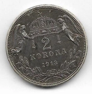 2 Corona 1913 Österreich Franz Joseph , 10 g , 835 Silber Münze , H4/6 - Bild 1 von 2